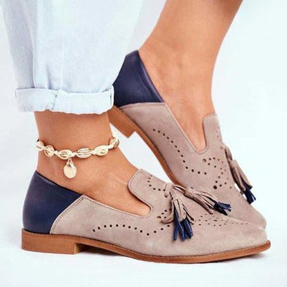 Women's Fashion Color-Block Hollow Tassel Loafers 92869088C