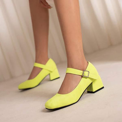 Women'S Chunky Heel Buckle Mary Jane Shoes 11084284C