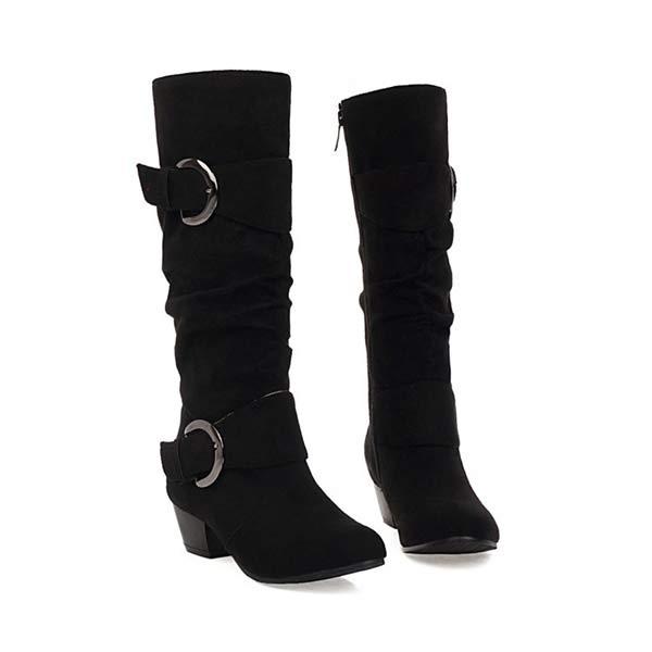 Women's Low Heel Flat Side Zipper Suede Boots 80748623C