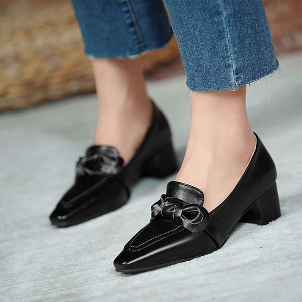Women's Chunky Heel and Mid-Heel Bow Detail Pumps 83800498C