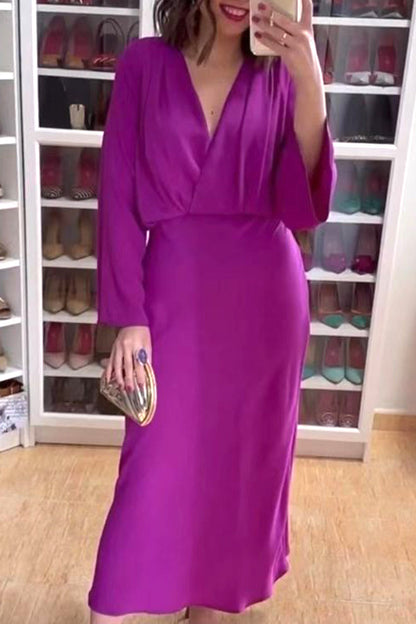 Elegant Solid Solid Color V Neck Bandage Dress Dresses