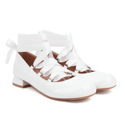 Women's Elegant Retro Square Toe Lace-up Flats 50657216C