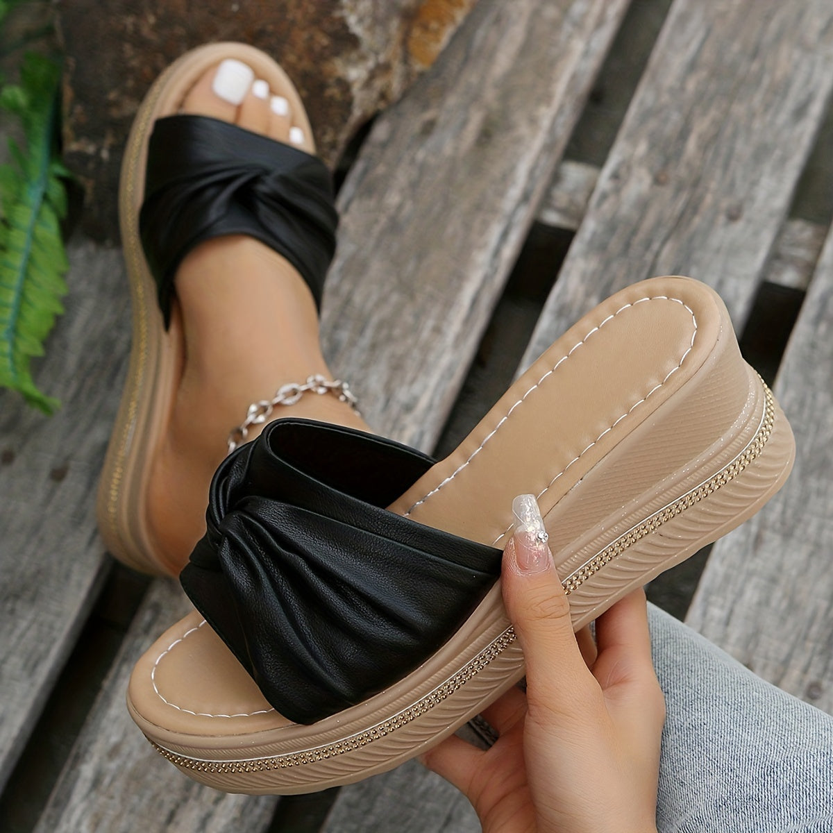 Women's Bowknot Wedge Sandals