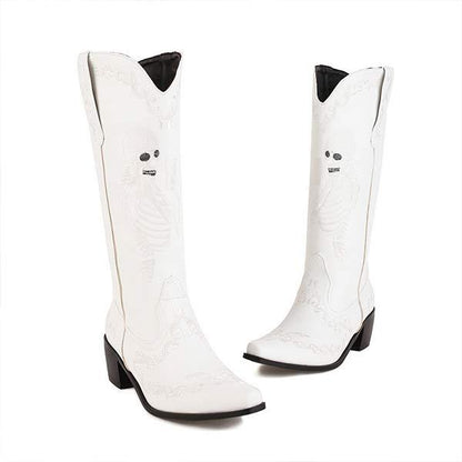 Women'S Embroidered High Block Heel Western Cowboy Boots 70475337C