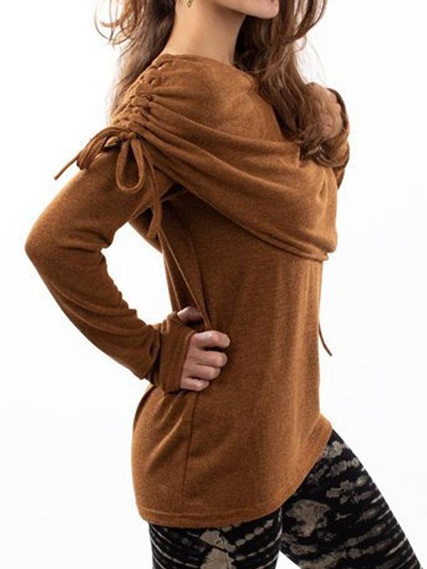 Rouche Neck Long Sleeve Hippie Jumper