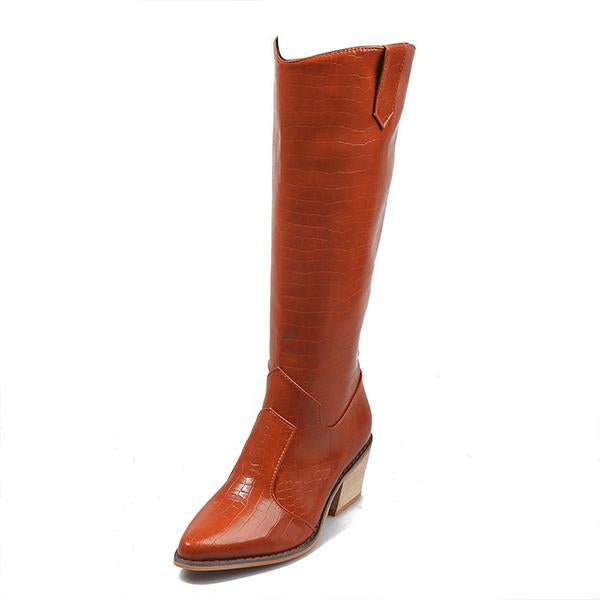 Women's Fashion Casual Chunky Heel Knee Boots 53530546S