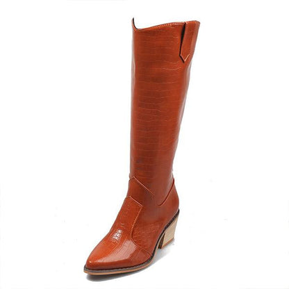 Women's Fashion Casual Chunky Heel Knee Boots 53530546S