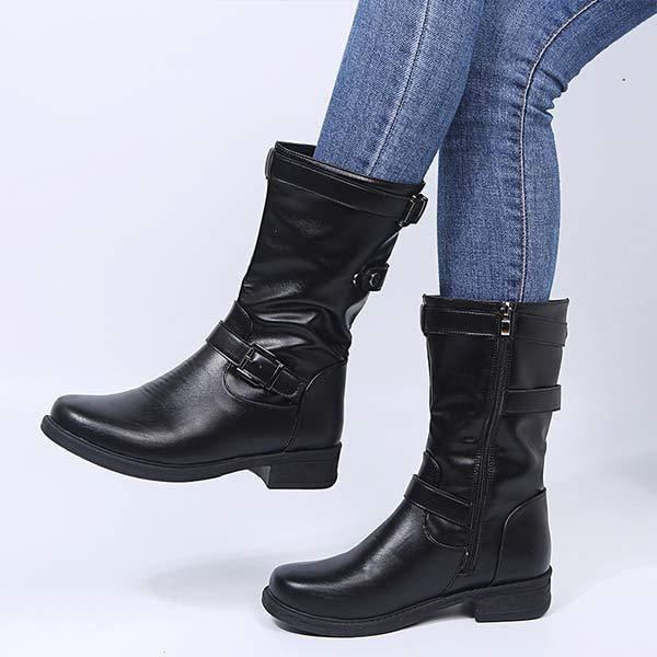 Women'S Flat Mid-Top Leather Boots 82811909C