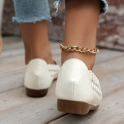 Women's Elegant Pointed Toe Hollow Flat Shoes 58450313S