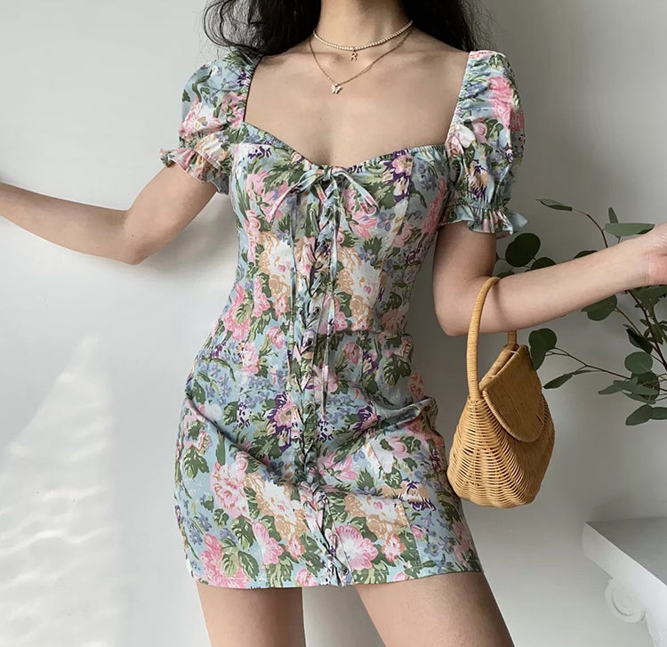 Valencia Floral Seaside Dress ~ HANDMADE