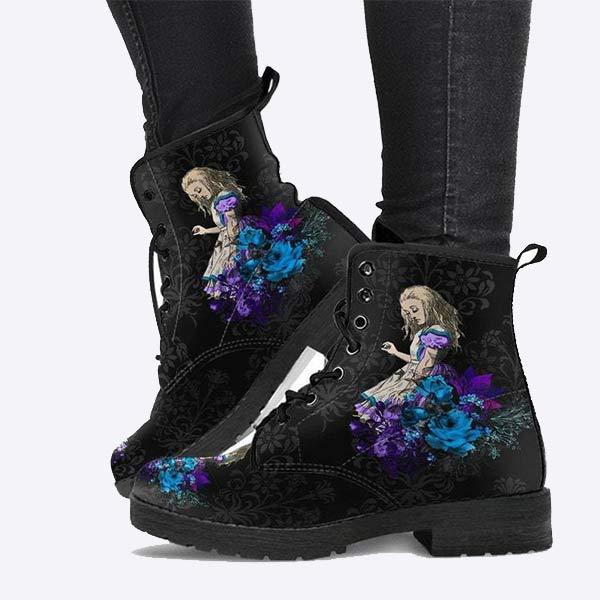 Women'S Gothic Print Cargo Combat Boots 03962259C