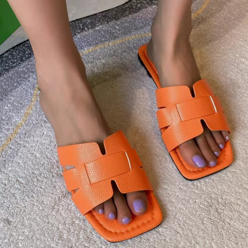 Women's Minimalist Square Toe Flat Sandals