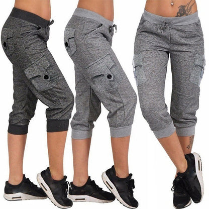Cargo Capri Jogger Pants Multi-pocket Capris