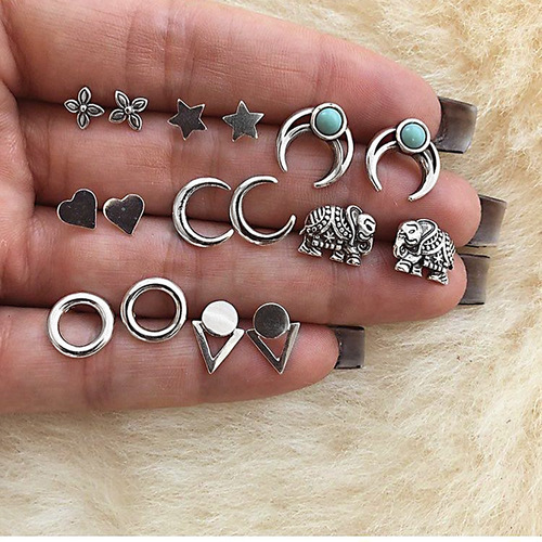 Boho Turquoise Stud Earring Set