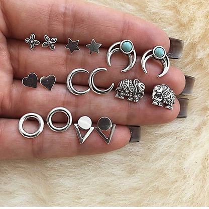 Boho Turquoise Stud Earring Set