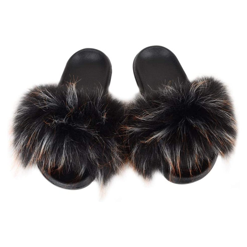 Women's Faux Fur Decor Flat Slippers