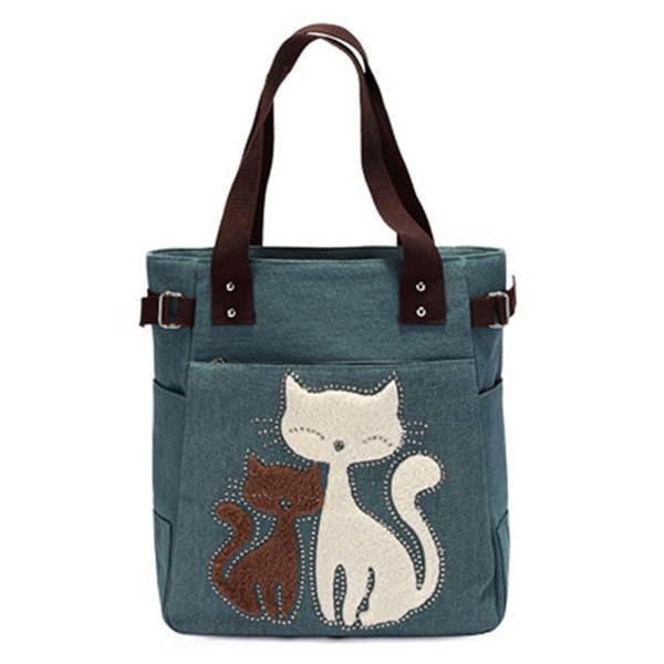Casual Cute Cat Large Capacity Canvas Handbag Shoulder Bag