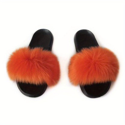 Women's Faux Fur Decor Flat Slippers