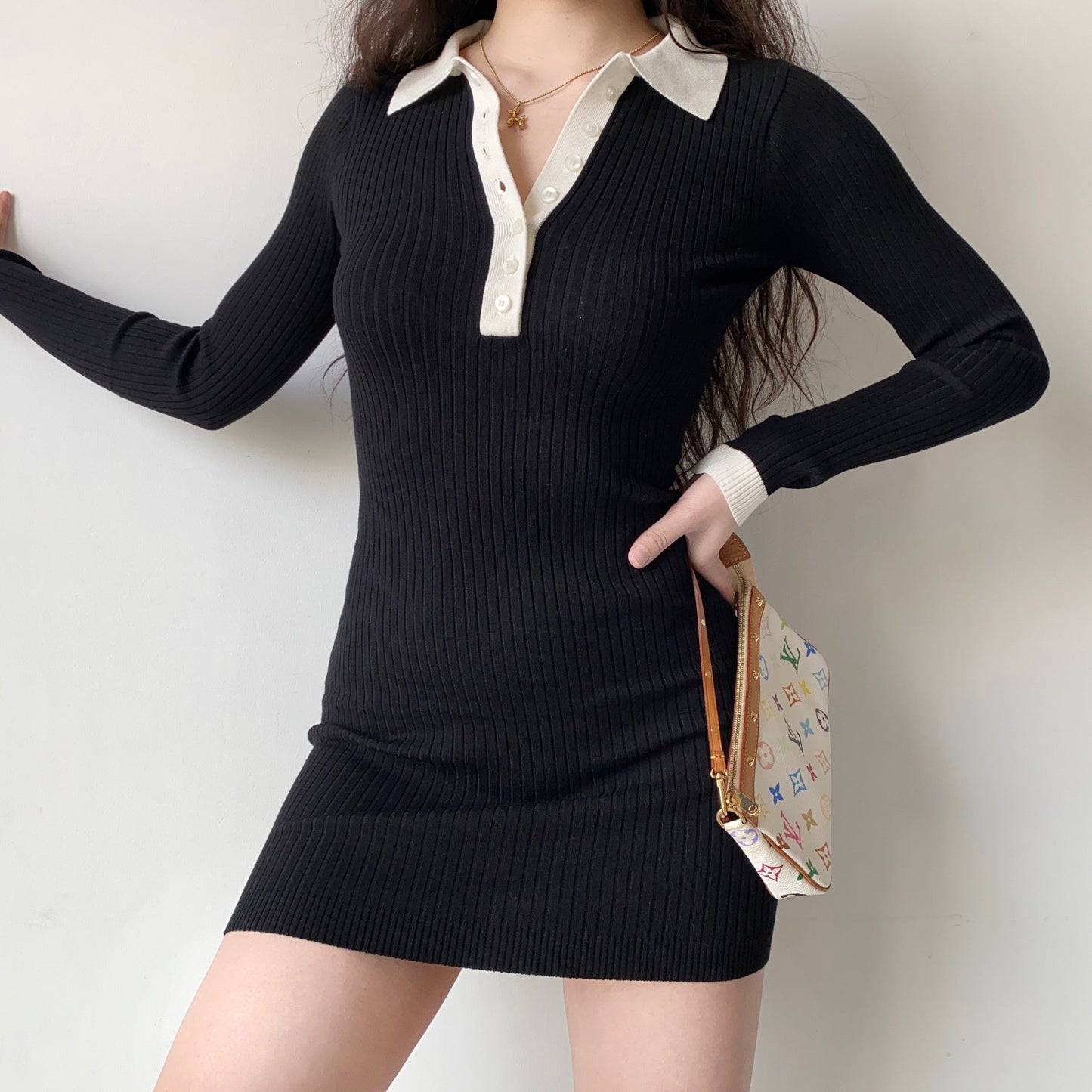 Perfect Match Knit Polo Dress ~ HANDMADE