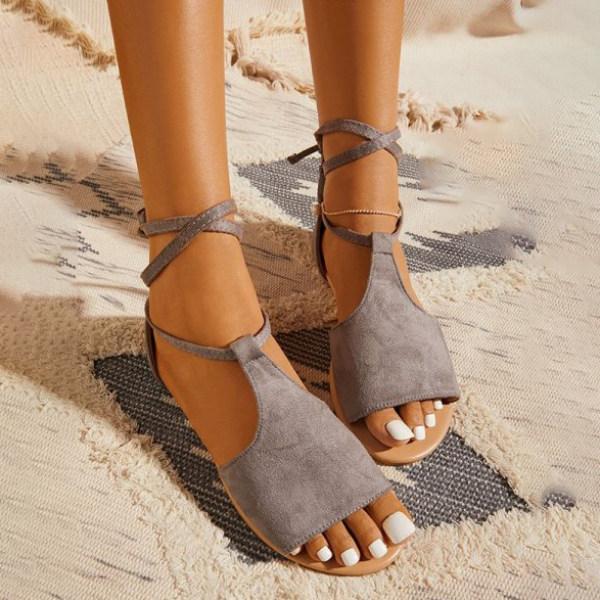 Suede Lace-up Sandals