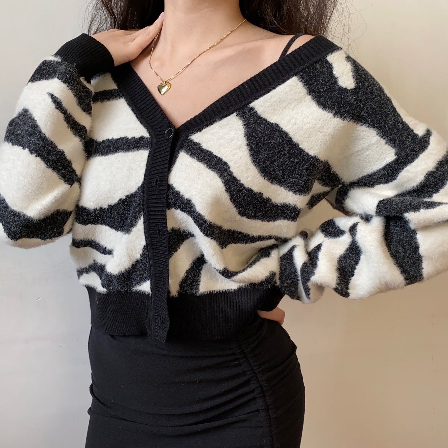 Zebra Loose Knit Cardigan