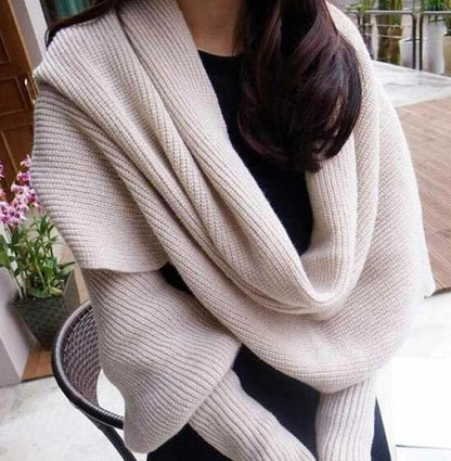 In-style Knit Scarf with Sleeves