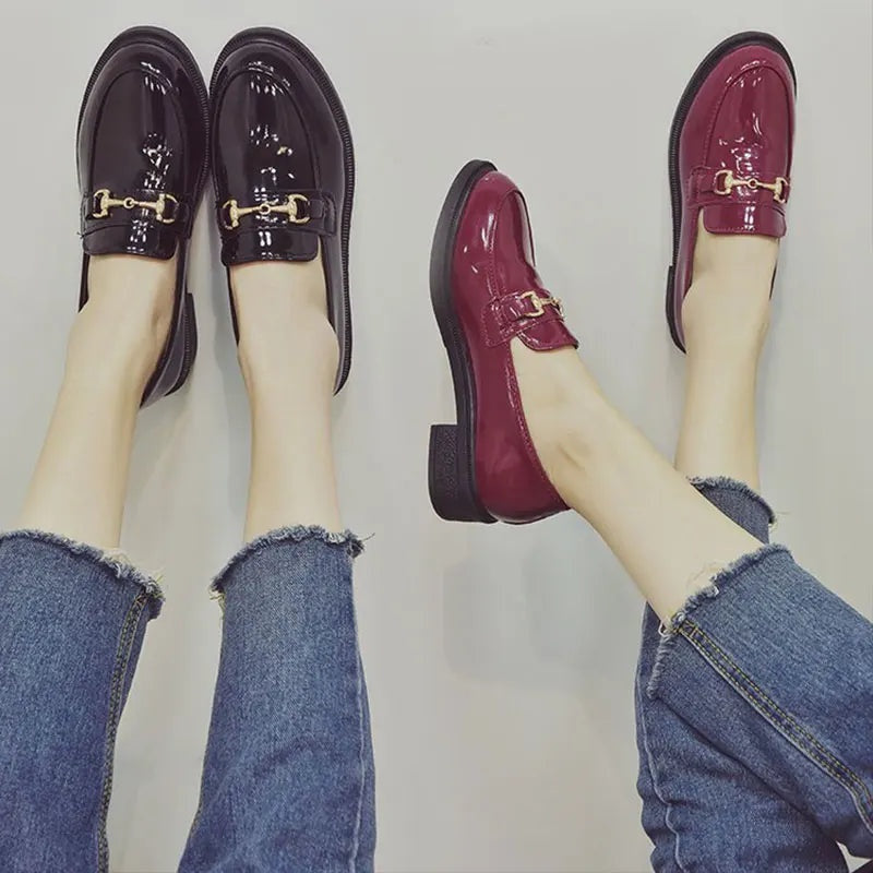 british-style-retro-patent-leather-buckle-fashion-solid-hedging-flats