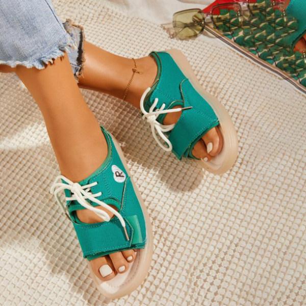 Velcro Lace-up Double Bands Sandals