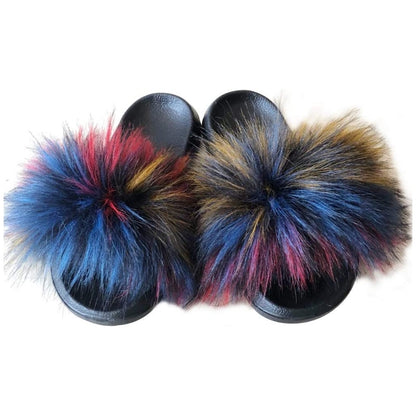 Women's Faux Fur Decor Flat Slippers