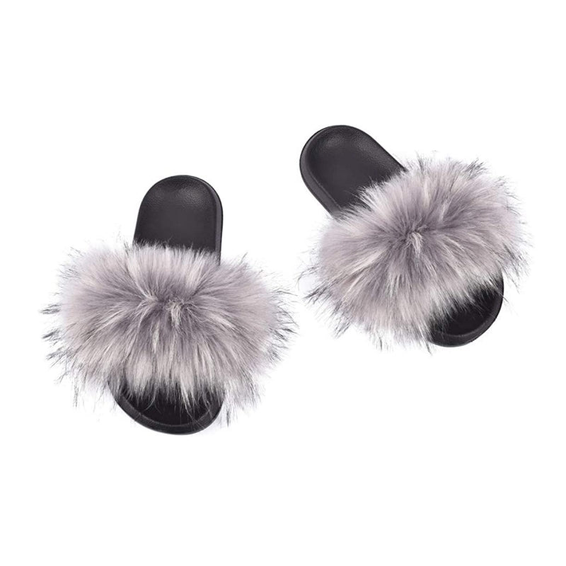 Women's Faux Fur Decor Flat Slippers