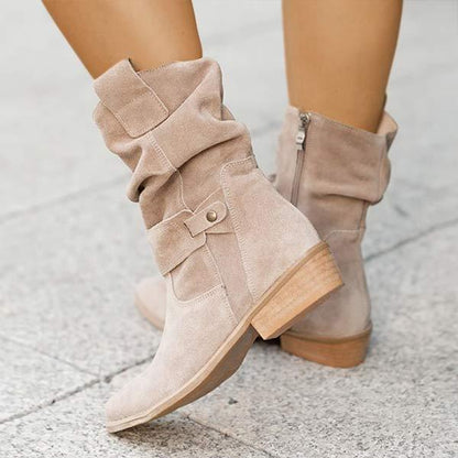 Women'S Low Heel Suede Boots 67273521C