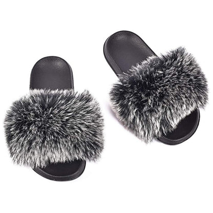 Women's Faux Fur Decor Flat Slippers