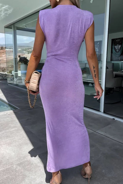 Sexy Elegant Solid Slit Fold V Neck Princess Dresses