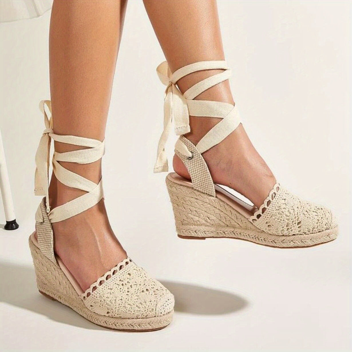 Comfortable Wedge Espadrilles: Women's Lace-Up Sandals for Beach Vacations