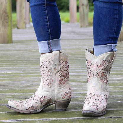 Women'S Embroidered Cutout High Heel Fashion Boots 74450280C