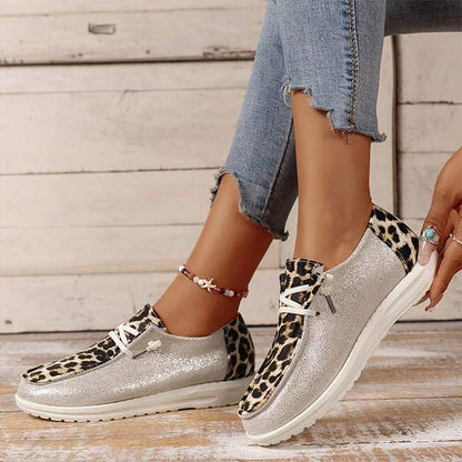 Women's Color-Block Flat Lace-Up Slip-On Loafers 41128402C