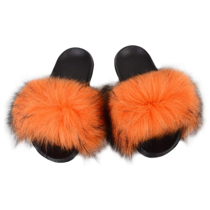 Women's Faux Fur Decor Flat Slippers