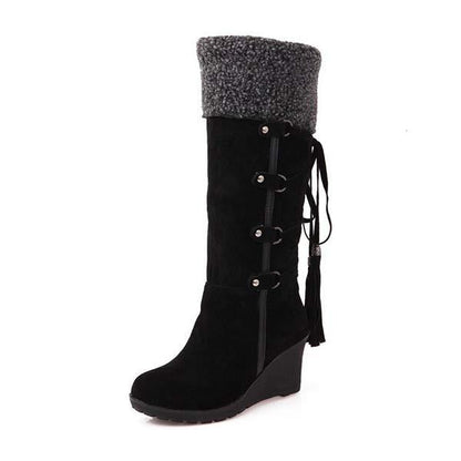 Women'S Cuffed Fluffy Platform Platform Wedge Boots 52971591C