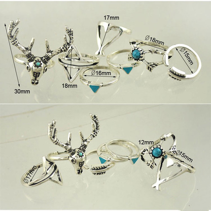 Bohemian Vintage 7PCS Ring Set
