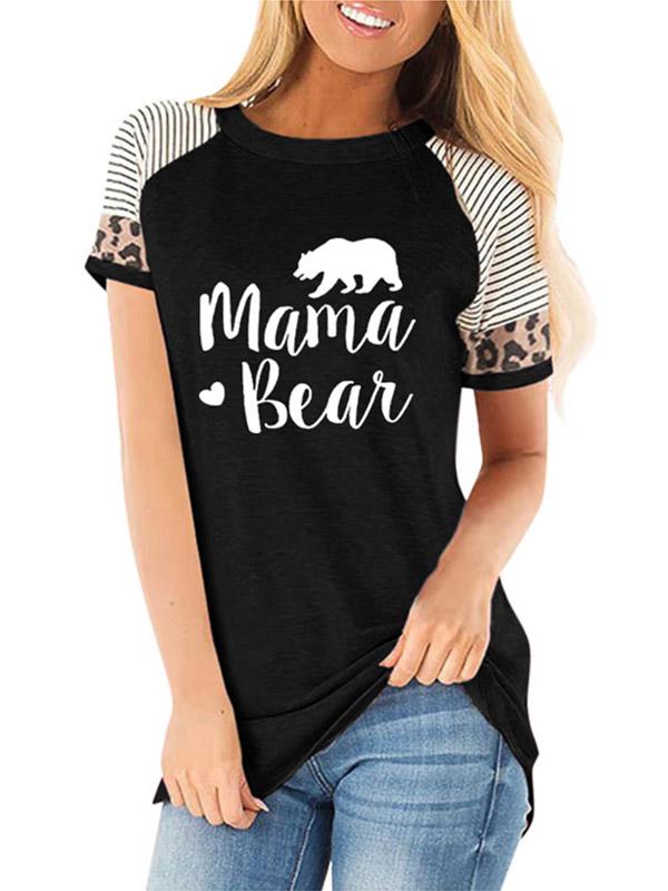 Short Sleeve Printed MAMA BEAR Slim T-shirt