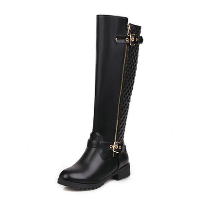 Women's Fashion Belt Buckle Knee High Boots 55630478S