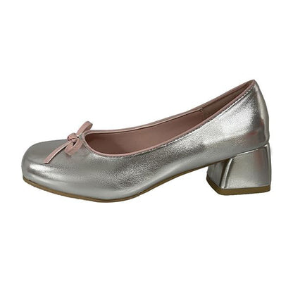 Women's Elegant Bow Barbie Pink Thick Heel Mary Jane 98235633S