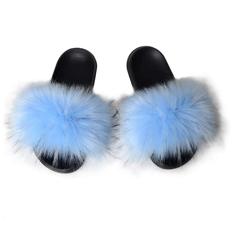 Women's Faux Fur Decor Flat Slippers