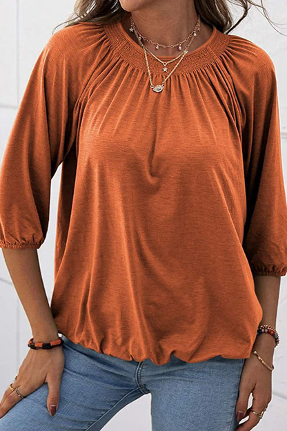 Casual Solid Split Joint O Neck Tops(7 colors)