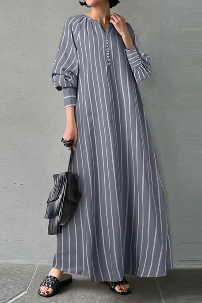 Casual Simplicity Striped Patchwork O Neck A Line Dresses