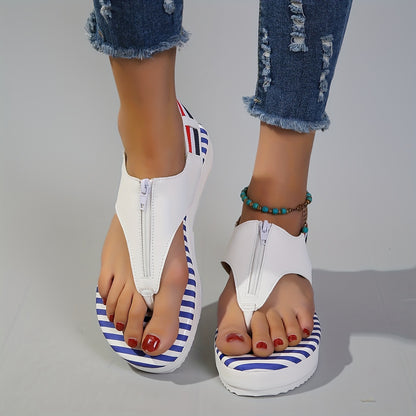 Open Toe Striped Sandals for Women