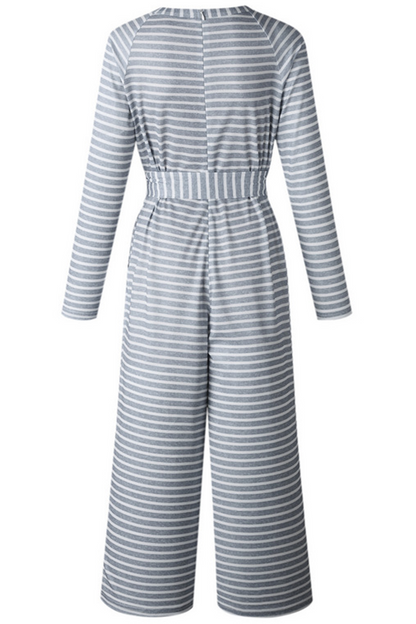 Casual Striped O Neck Straight Jumpsuits(3 Colors)