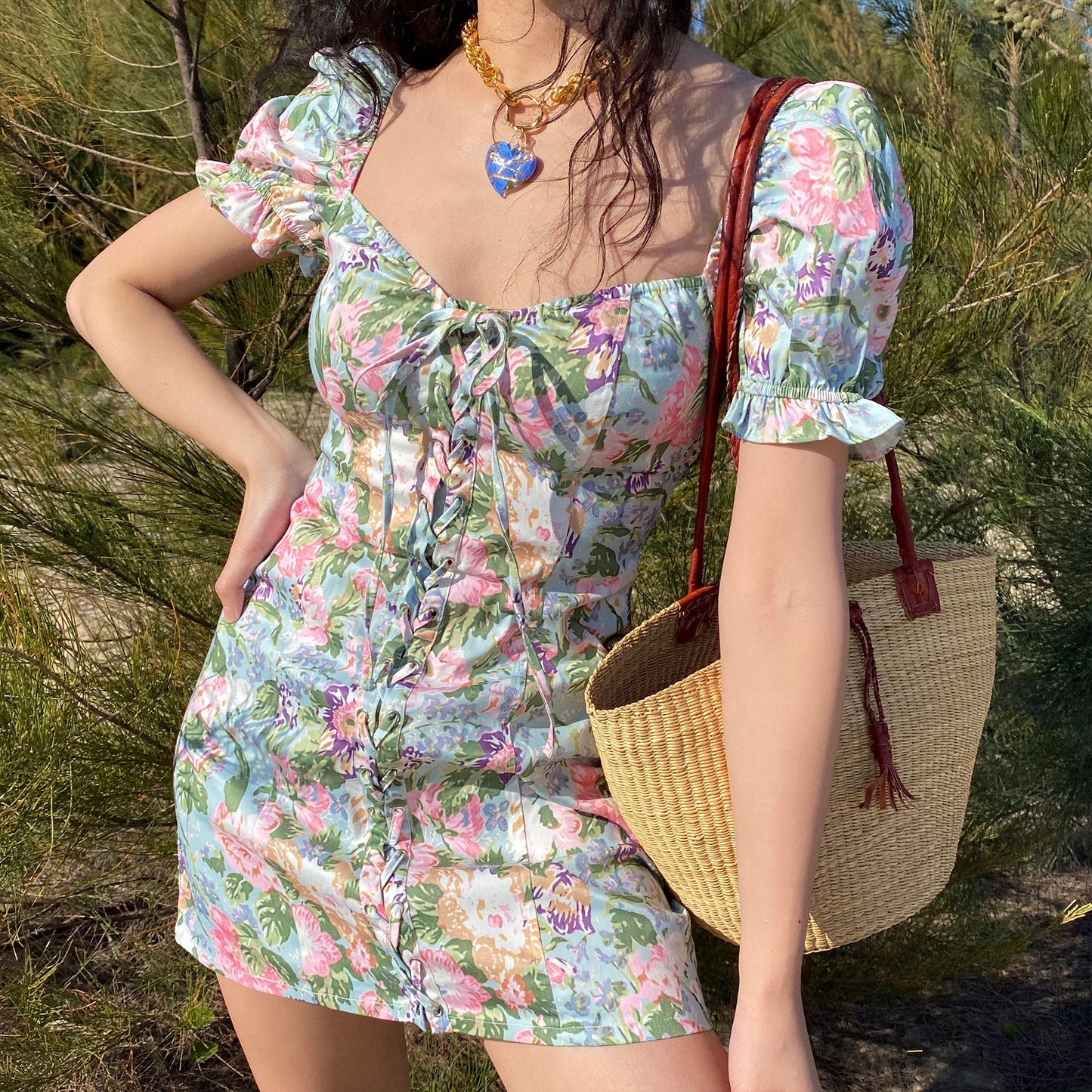 Valencia Floral Seaside Dress ~ HANDMADE