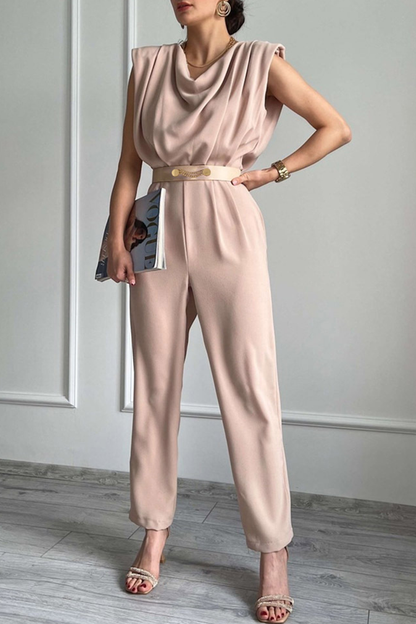 Street Solid Patchwork U Neck Regular Jumpsuits(3 Colors)