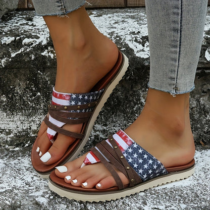 Women's Flag Pattern Flip Flops